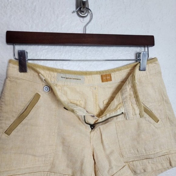 Pilcro And The Letterpress x Anthropologie Yellow Linen Blend Shorts Size 2 - Picture 4 of 10